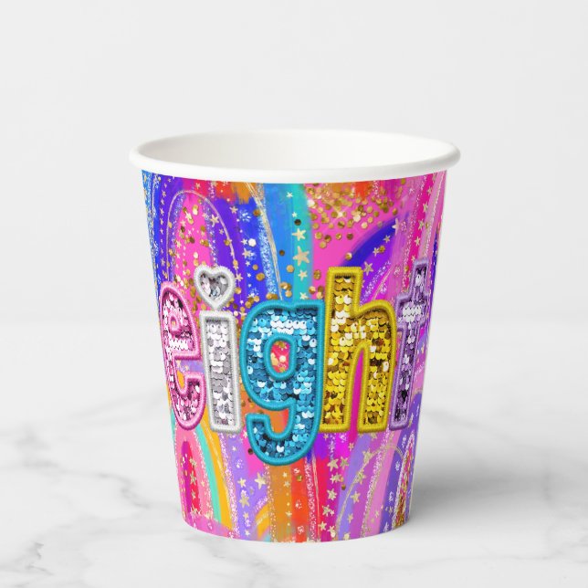 Kids Birthday Rainbow Paper Cups (Back)