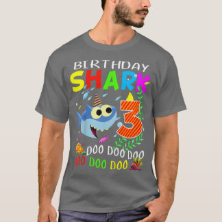 Kids Birthday Shark 3 Years Old Boys and Girls 3rd T-Shirt