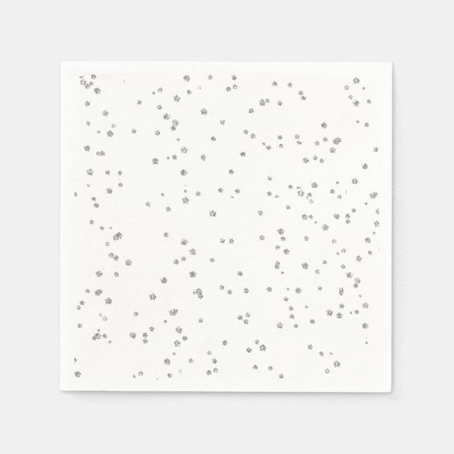 Kid's Birthday Silver Glitter Paper Napkin (Front)
