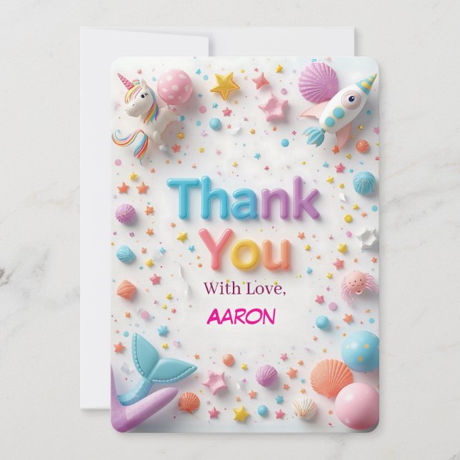 Kids Birthday Thank-You Card | Matching Party Coll (Front)