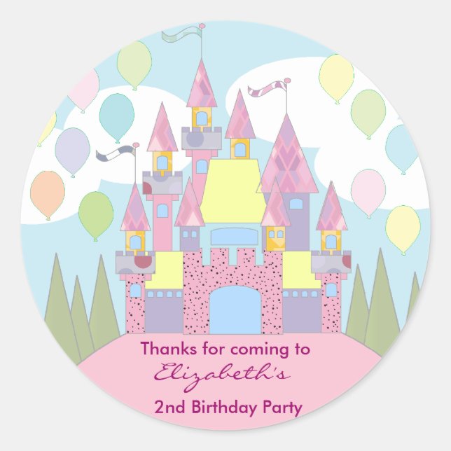 Kids Birthday Thank You Stickers: Castle Classic Round Sticker (Front)
