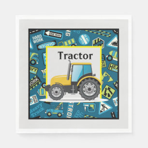 Kids Birthday Toy Tractor  Napkin