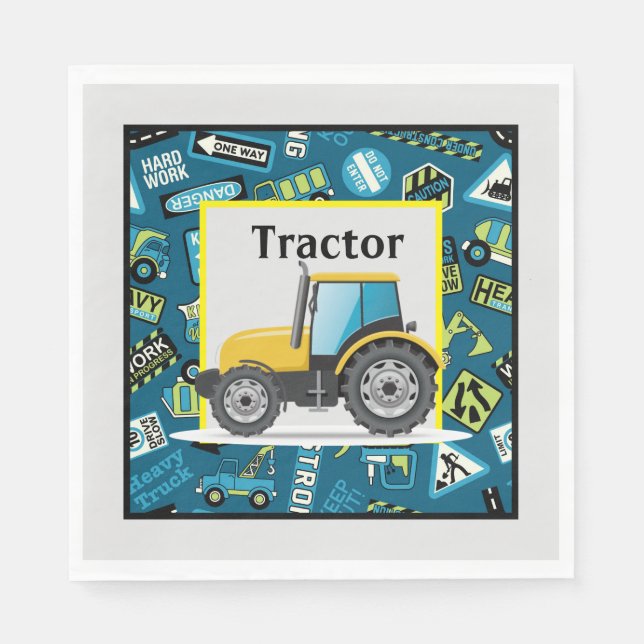 Kids Birthday Toy Tractor  Napkin (Front)