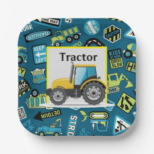 Kids Birthday Toy Tractor  Paper Plate