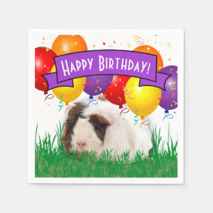 Kids Birthday White Guinea Pig Party Balloons Napkin