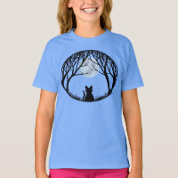 Kid's Black Cat T-shirt Spooky Fat Cat Kid's Tee