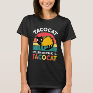 Kids Black Cat Taco Youth Boy Girl Spelled Backwa T-Shirt