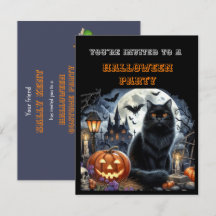 Kids Black Halloween Costume Party Invitation 