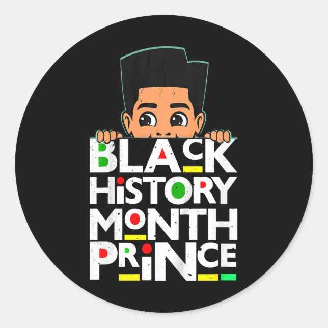Kids Black History Month Prince Melanin Son Boy To Classic Round Sticker (Front)