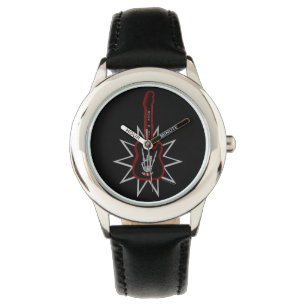 Kid's Black Leather Watch - Rock n' Roll