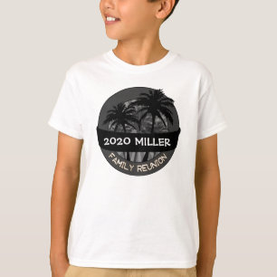Kids black palm tree custom name reunion tshirt