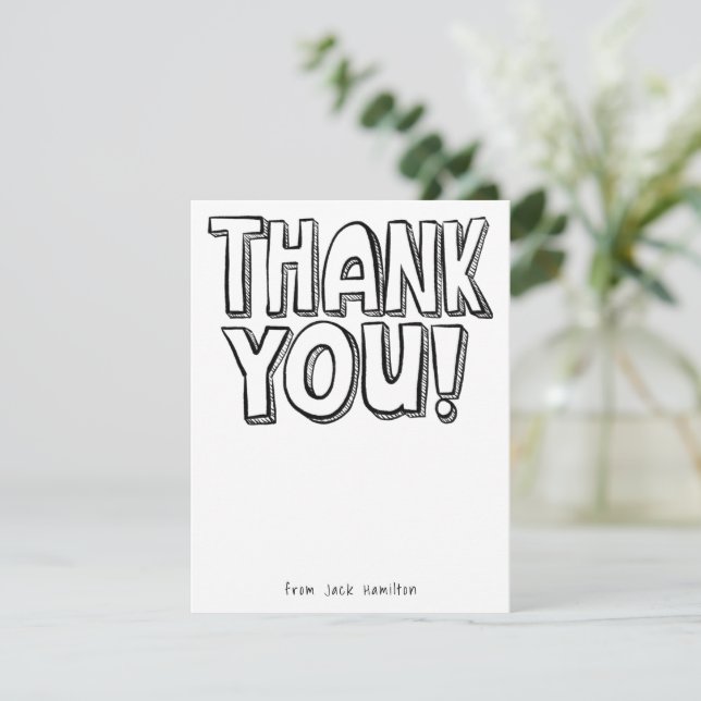 Kids Blank Fun Colouring Flat Thank You Card (Standing Front)