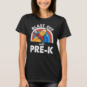 Kids Blast Off Into Pre K Rocket Pencil First Day T-Shirt