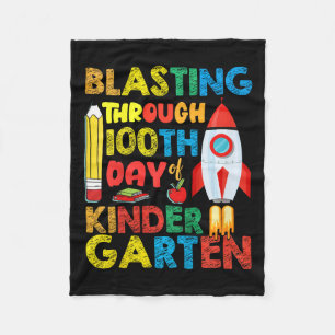 Kids Blasting Through 100th Day Of Kindergarten Bo Fleece Blanket