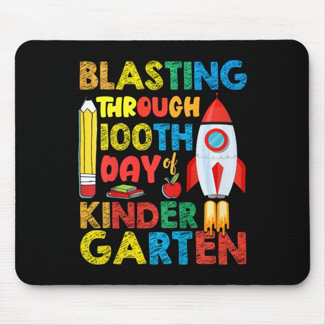 Kids Blasting Through 100th Day Of Kindergarten Bo Mouse Mat (Front)
