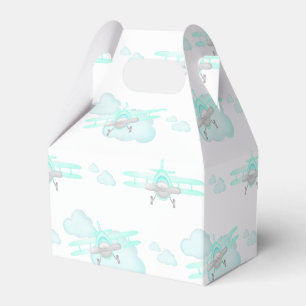 Kids Blue Airplane Flying Aviation Birthday Favour Box