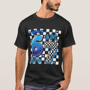 Kids blue checkered i was 6 i'm 7 funny 67 birthda T-Shirt