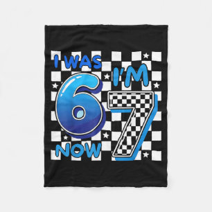 Kids Blue Checkered I Was 6 Now I&# ; m 7 Funny 67 Fleece Blanket