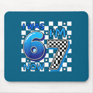 Kids Blue Chequered I Was 6 Now I&# ; m 7 Funny 67 Mouse Mat