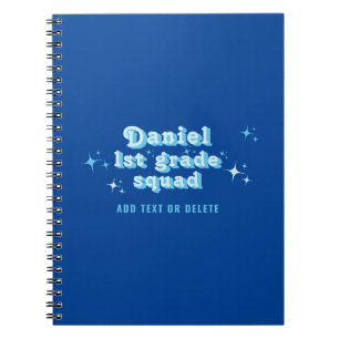Kids Blue Class Teacher Name Team Squad Any Grade Notebook