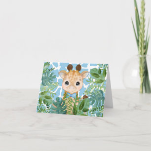 Kids Blue Jungle Giraffe in a Bow Tie Note Card