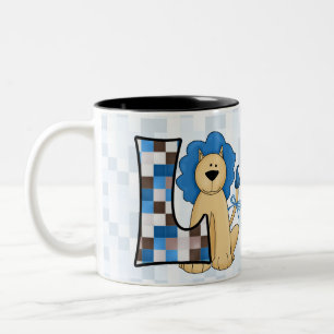 Kid's Blue Lion Monogram "L" Mug