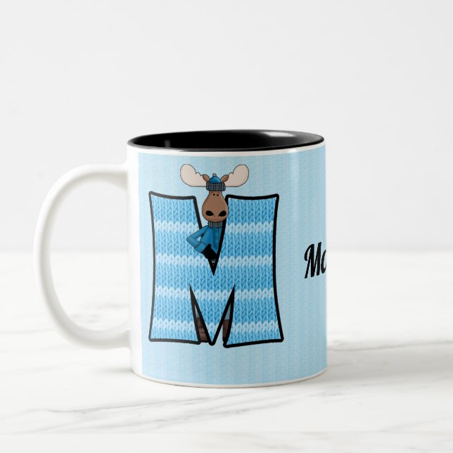 Kid's Blue Moose Monogram "M" Mug (Left)