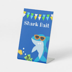 Kids Blue Shark Fintastic Birthday Pedestal Sign