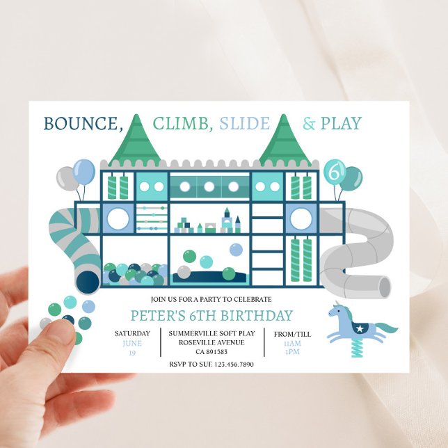 Kids Blue Soft Play Birthday Party Invitation (Creator Uploaded)