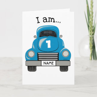 Kids Blue Truck Personalised Name, Birthday Card