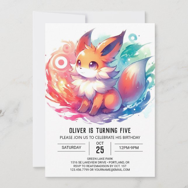 Kids Boho Fox Birthday Invitation (Front)