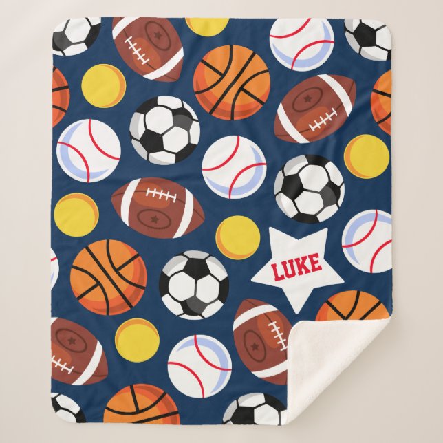 Kids Bold Colorful Graphic Sports Throw (Front)