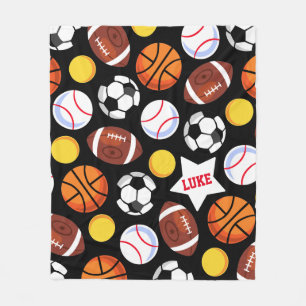 Kids Bold Colorful Sports Fleece Blanket