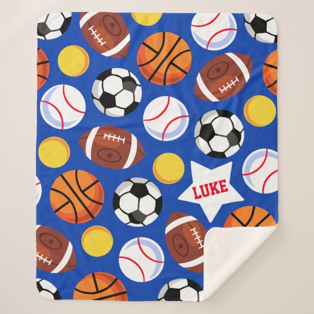 Kids Bold Colourful Graphic Sports Throw (Front)