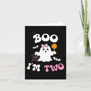Kids Boo I'm Two Ghost Second 2nd Birthday Groovy  Card