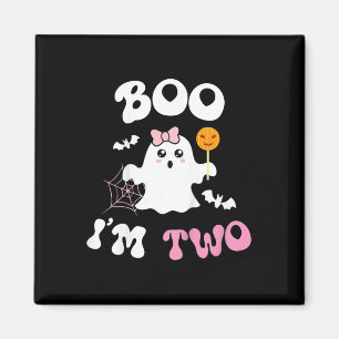 Kids Boo I'm Two Ghost Second 2nd Birthday Groovy Magnet