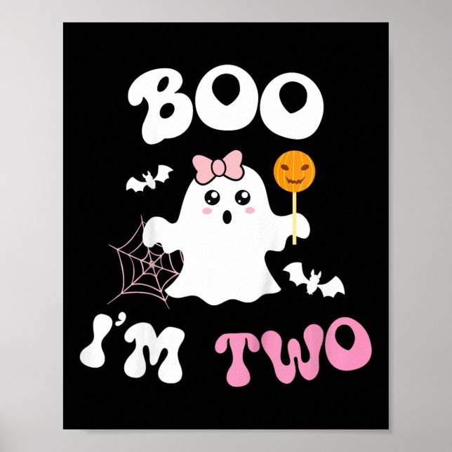 Kids Boo I'm Two Ghost Second 2nd Birthday Groovy  Poster (Front)