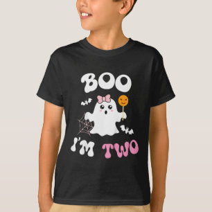Kids Boo I'm Two Ghost Second 2nd Birthday Groovy  T-Shirt