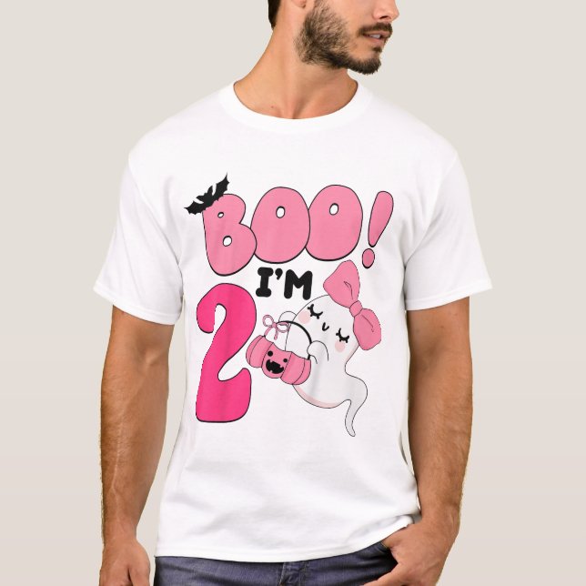  Kids Boo I'M Two Years Old 2Nd Birthday Ghost  T-Shirt (Front)