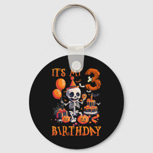 Kids Boo It's My 3rd Birthday Halloween Skeleton 3 Key Ring