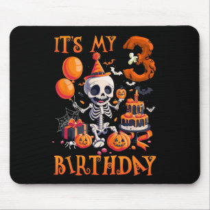Kids Boo It's My 3rd Birthday Halloween Skeleton 3 Mouse Mat