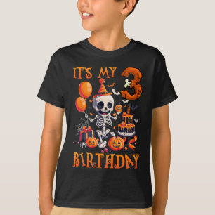 Kids Boo It's My 3rd Birthday Halloween Skeleton 3 T-Shirt