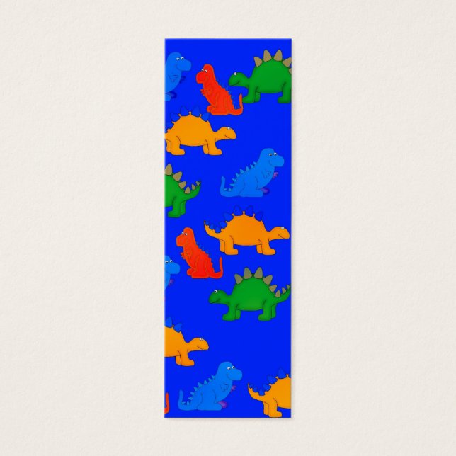 Kid's Bookmark Boys Dinosaur Collage Blue (Front)