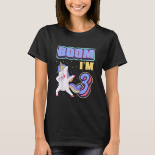 Kids Boom I'm 3 Magical Dabbing Unicorn Dab 3rd Bi T-Shirt