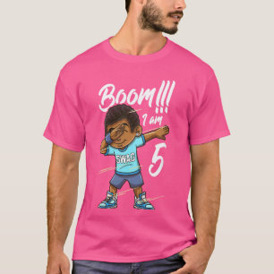 Kids Boom Im 5 Year Old Black Boy Dabbing Birthday T-Shirt