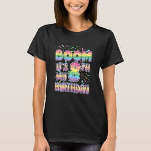 Kids  Boom It's My 8th Birthday Popper Number Pop  T-Shirt
