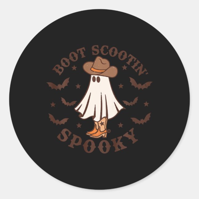 Kids Boot Scootin Spooky Western Halloween Retro F Classic Round Sticker (Front)