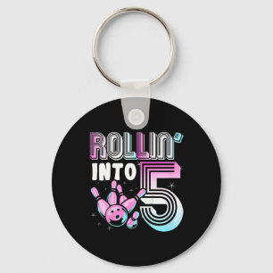 Kids Bowler Rollin’ Into 5 Bowling 5th Birthday Ki Key Ring