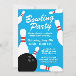 Kid's bowling Birthday party invitation template