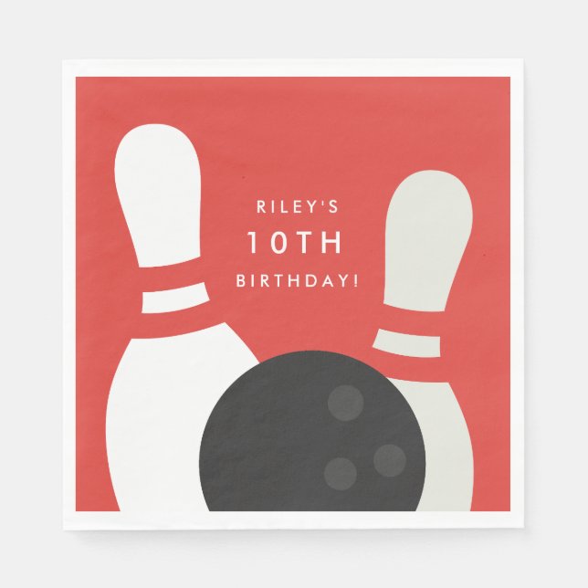 Kids Bowling Birthday Party Napkin (Front)